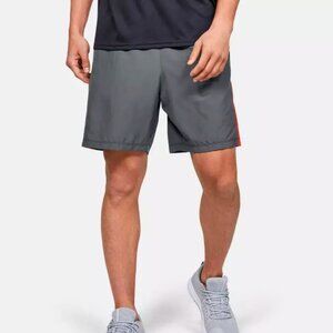 Under Armour Mens UA HeatGear Woven Graphic Shorts 1345713-013 Gray / Orange NWT